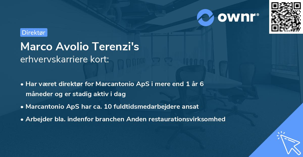 Marco Avolio Terenzi's erhvervskarriere kort