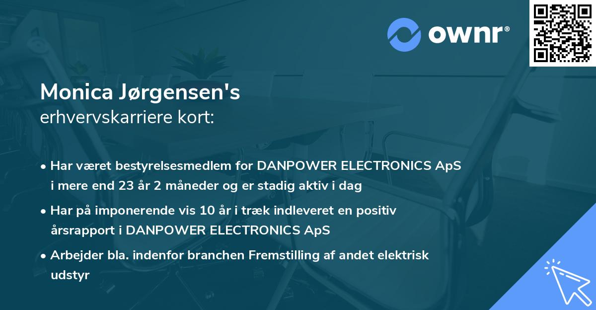 Monica Jørgensen's erhvervskarriere kort