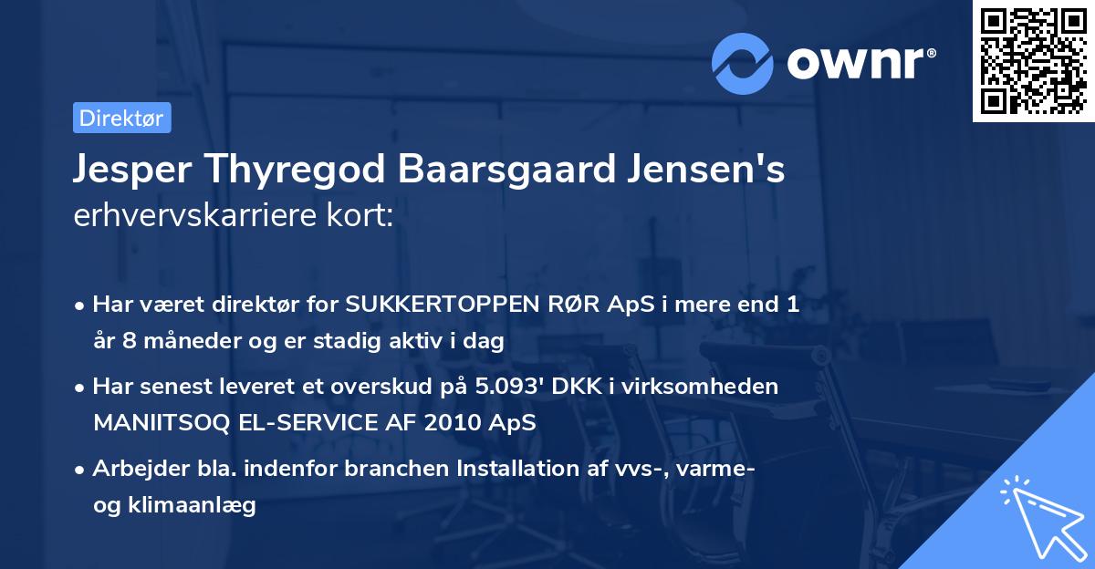 Jesper Thyregod Baarsgaard Jensen's erhvervskarriere kort