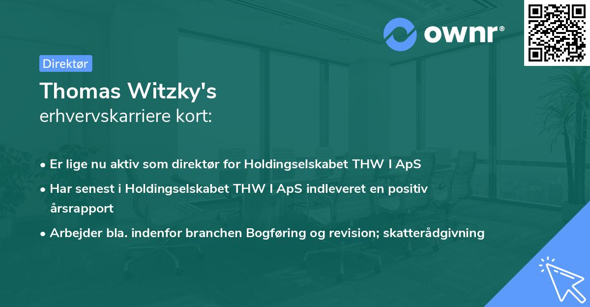 Thomas Witzky's erhvervskarriere kort