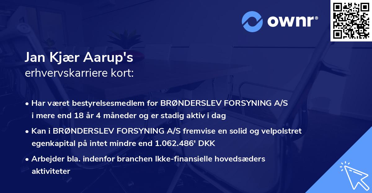 Jan Kjær Aarup's erhvervskarriere kort
