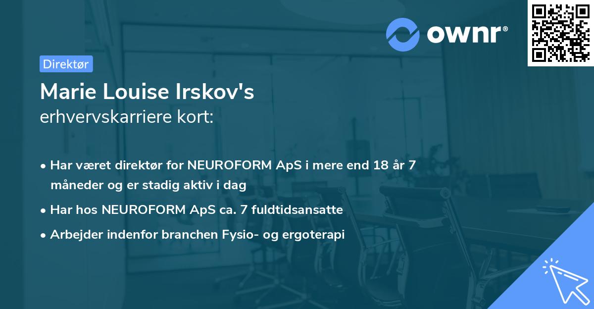 Marie Louise Irskov's erhvervskarriere kort