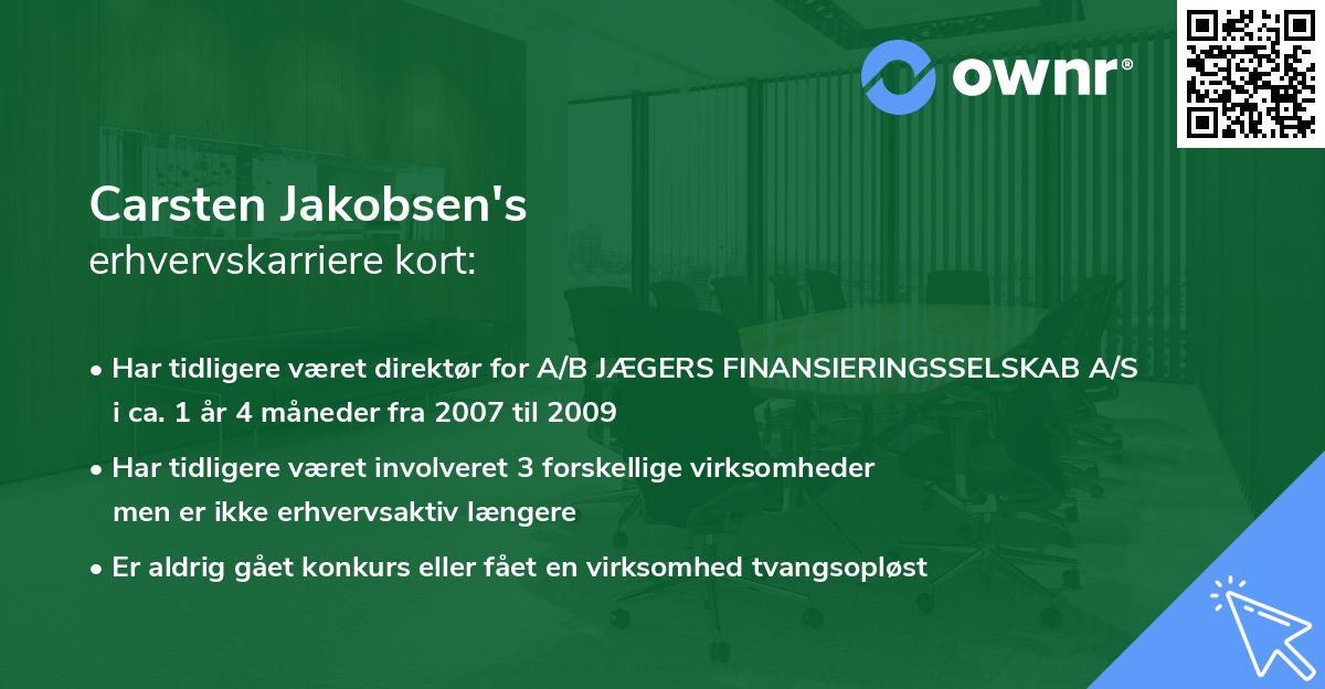 Carsten Jakobsen's erhvervskarriere kort
