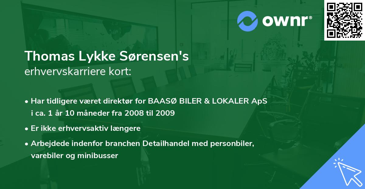 Thomas Lykke Sørensen's erhvervskarriere kort