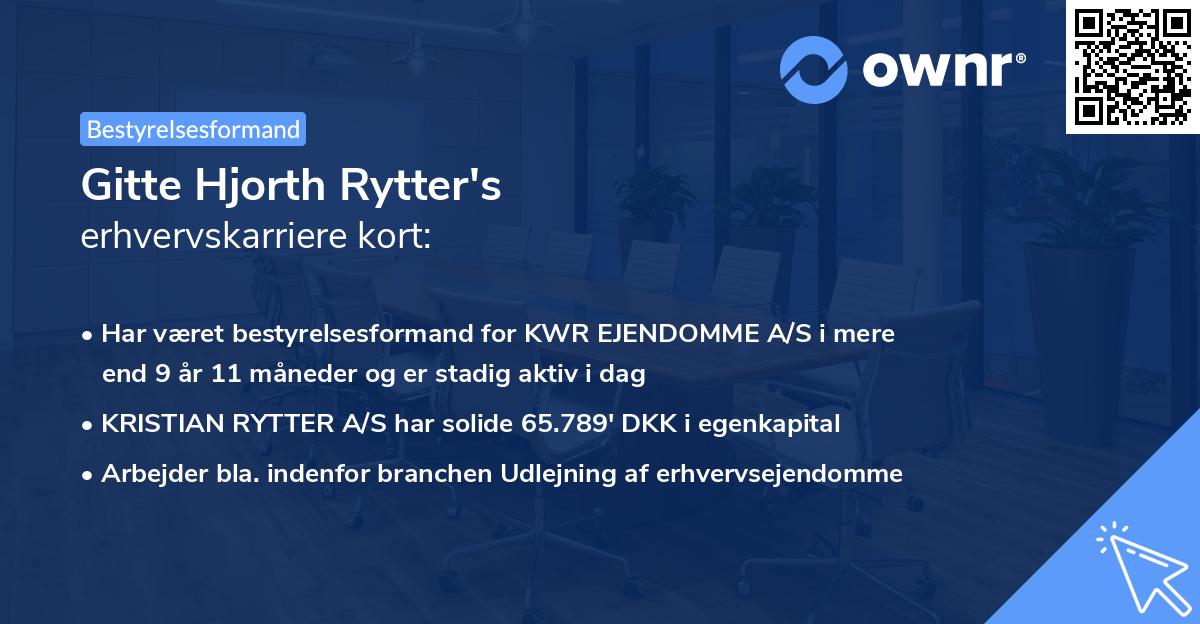 Gitte Hjorth Rytter's erhvervskarriere kort