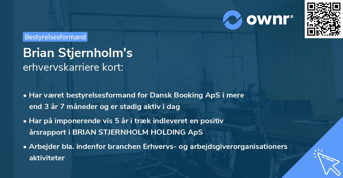 Brian Stjernholm's erhvervskarriere kort
