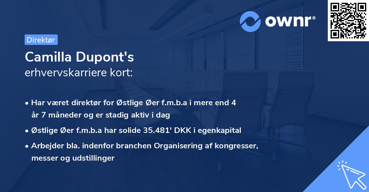 Camilla Dupont's erhvervskarriere kort