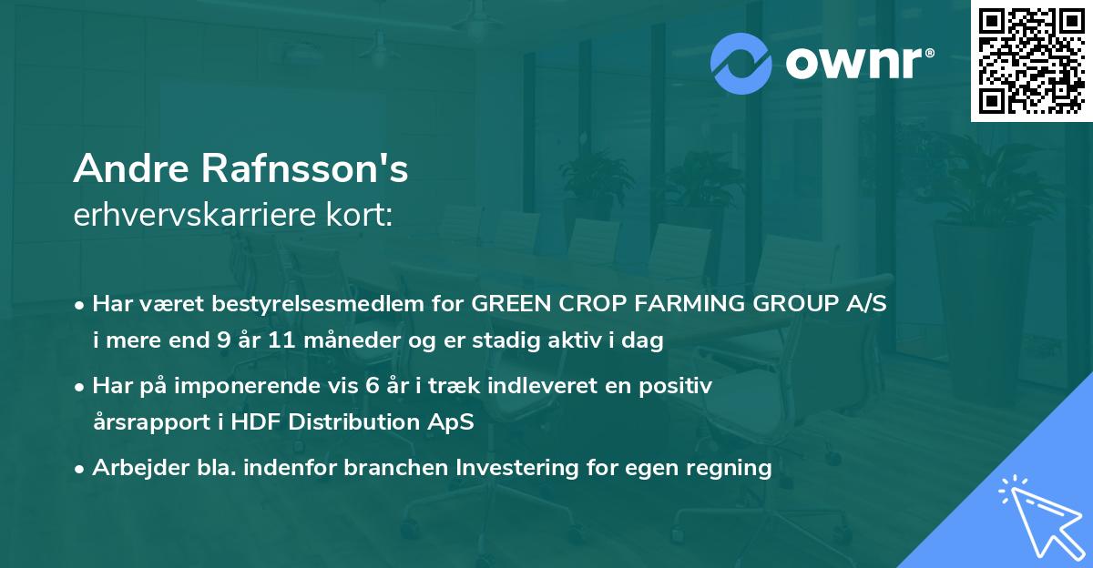 Andre Rafnsson's erhvervskarriere kort