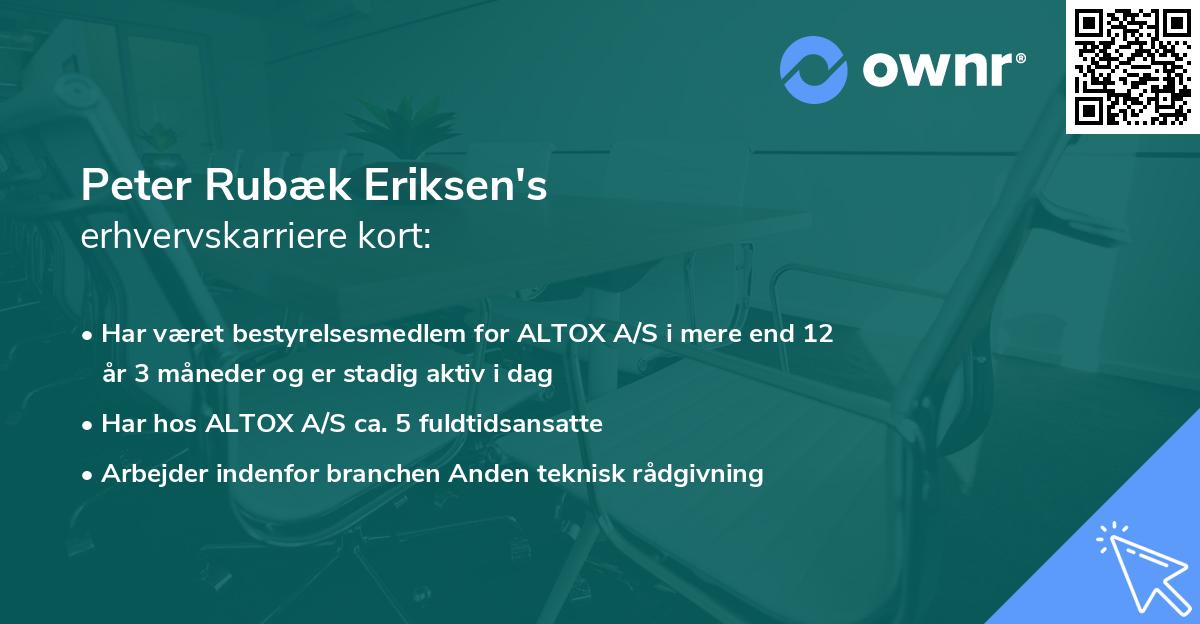 Peter Rubæk Eriksen's erhvervskarriere kort