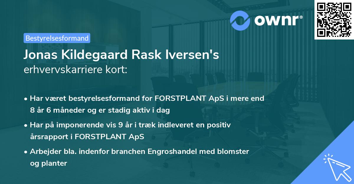 Jonas Kildegaard Rask Iversen's erhvervskarriere kort