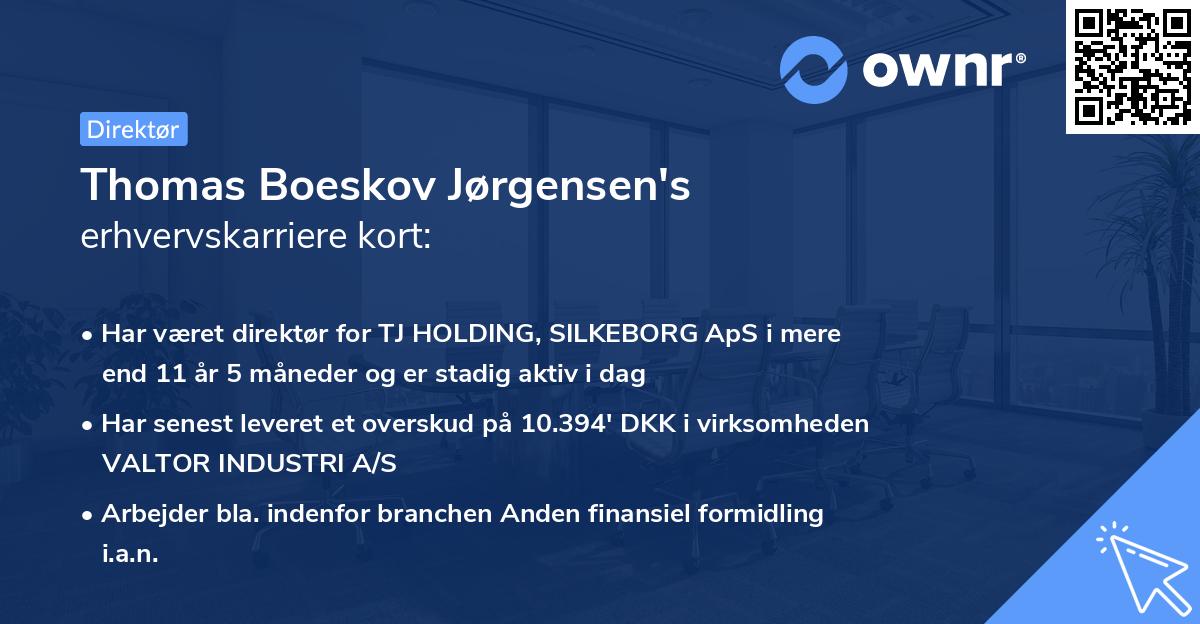 Thomas Boeskov Jørgensen's erhvervskarriere kort