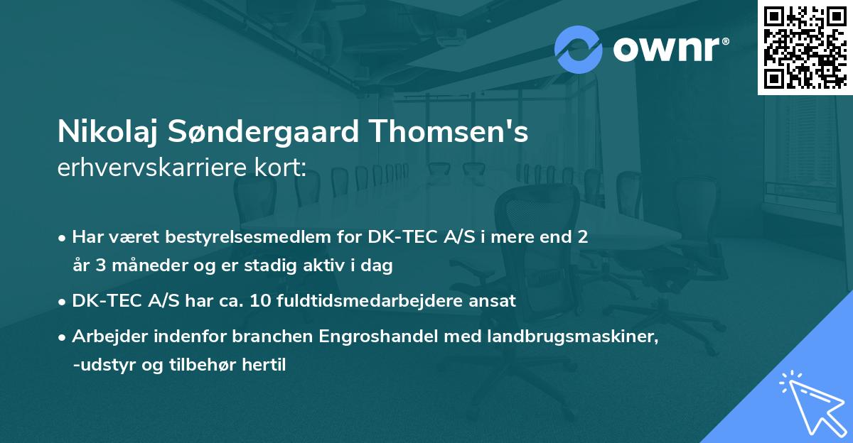 Nikolaj Søndergaard Thomsen's erhvervskarriere kort