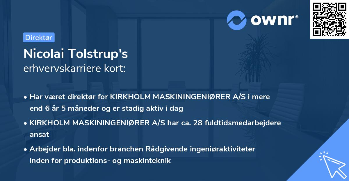 Nicolai Tolstrup's erhvervskarriere kort