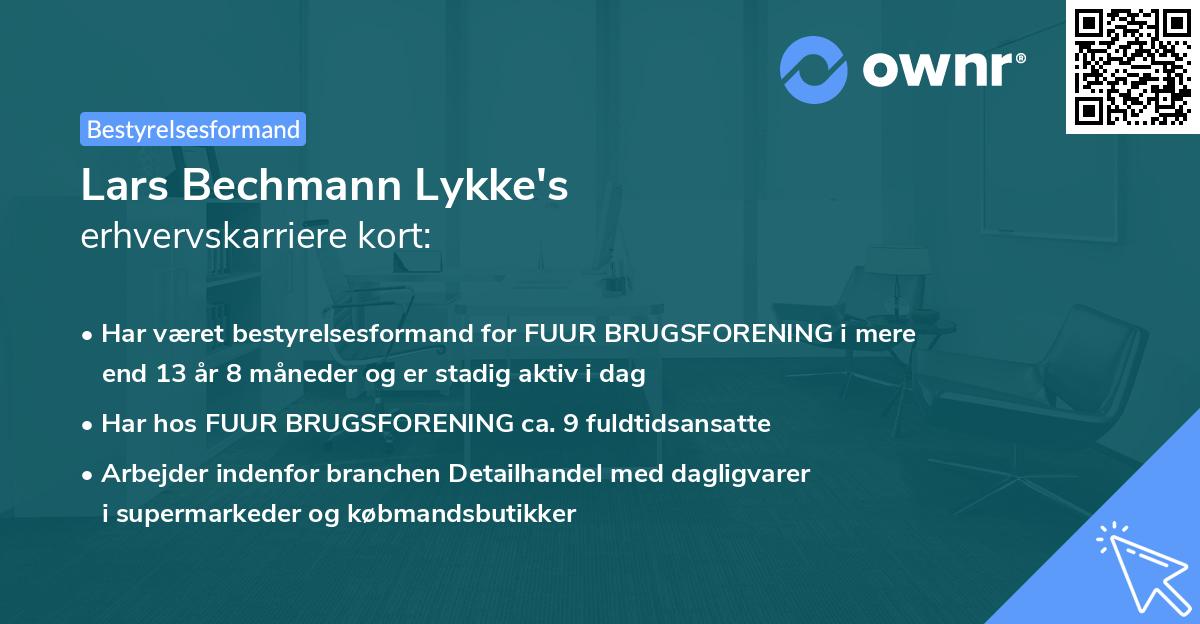 Lars Bechmann Lykke's erhvervskarriere kort