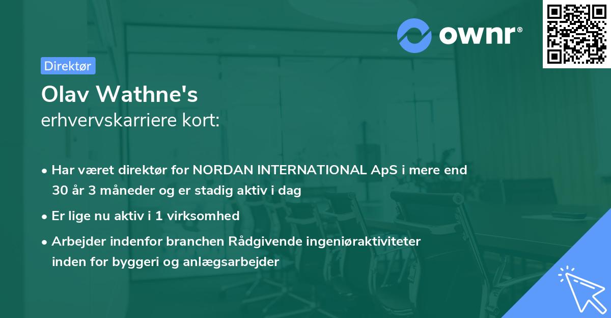 Olav Wathne's erhvervskarriere kort