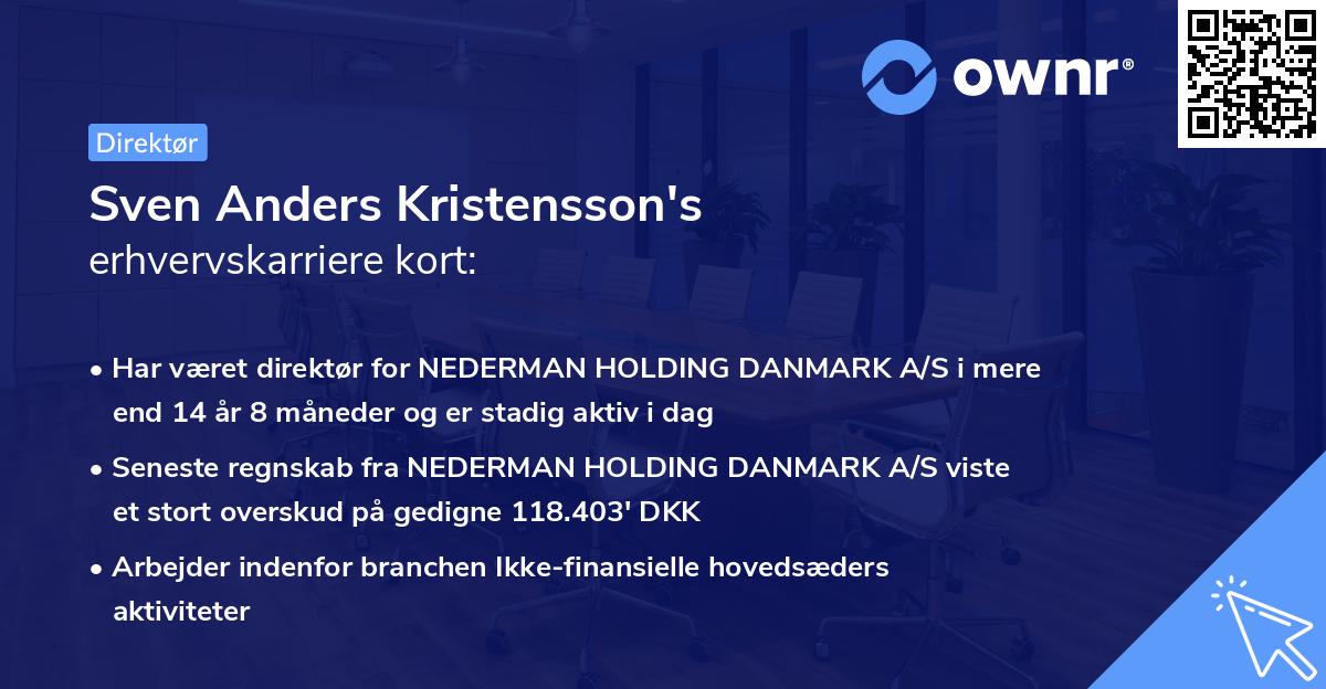 Sven Anders Kristensson's erhvervskarriere kort