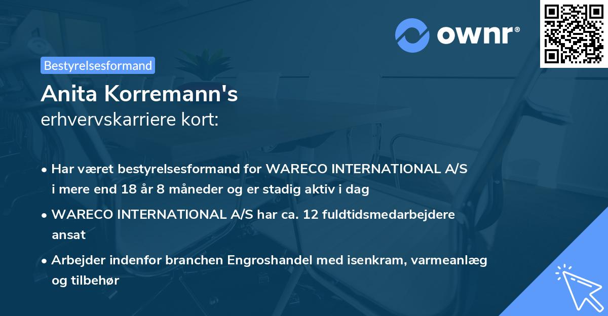 Anita Korremann's erhvervskarriere kort