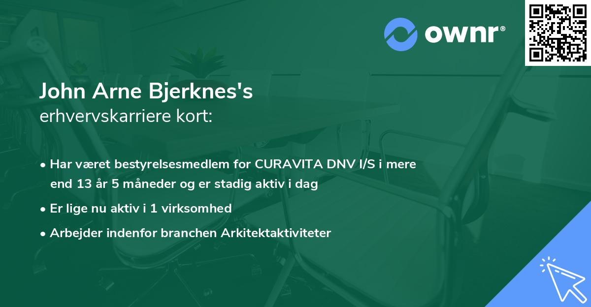 John Arne Bjerknes's erhvervskarriere kort