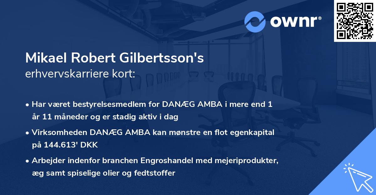 Mikael Robert Gilbertsson's erhvervskarriere kort