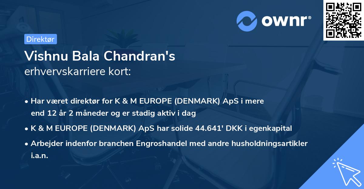 Vishnu Bala Chandran's erhvervskarriere kort