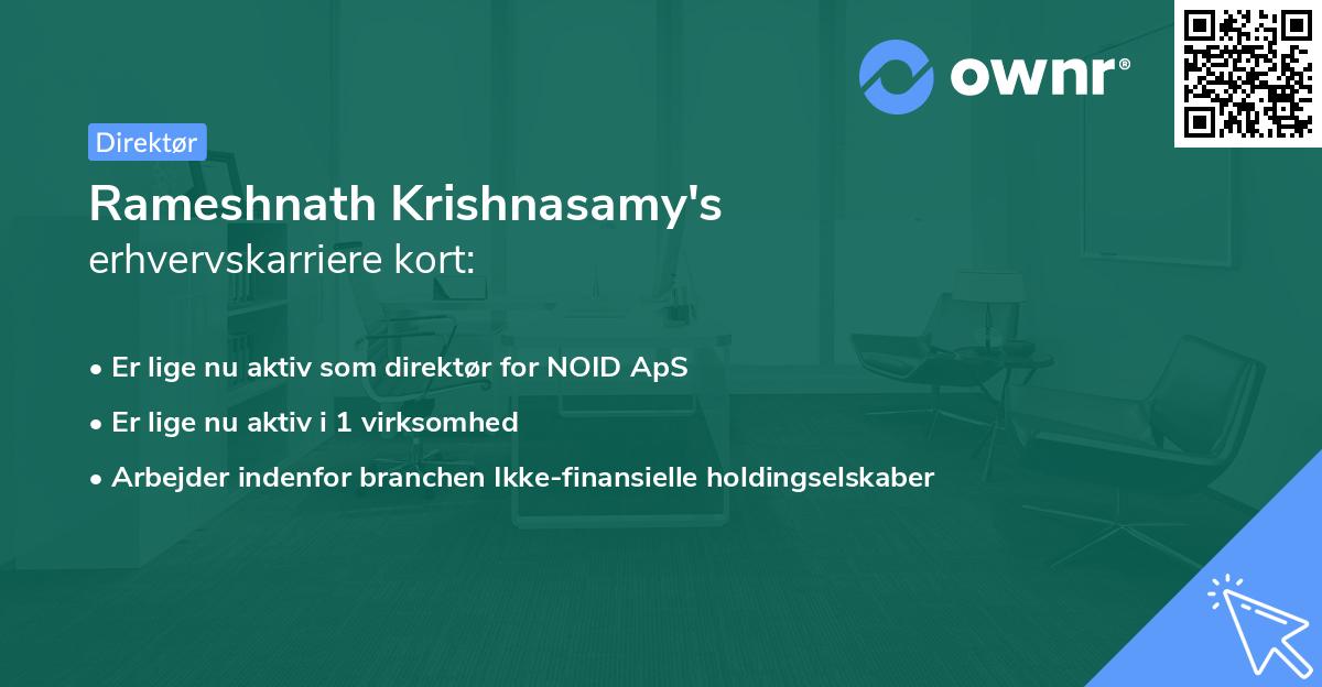 Rameshnath Krishnasamy's erhvervskarriere kort
