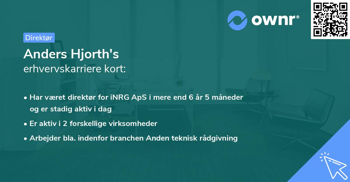 Anders Hjorth's erhvervskarriere kort