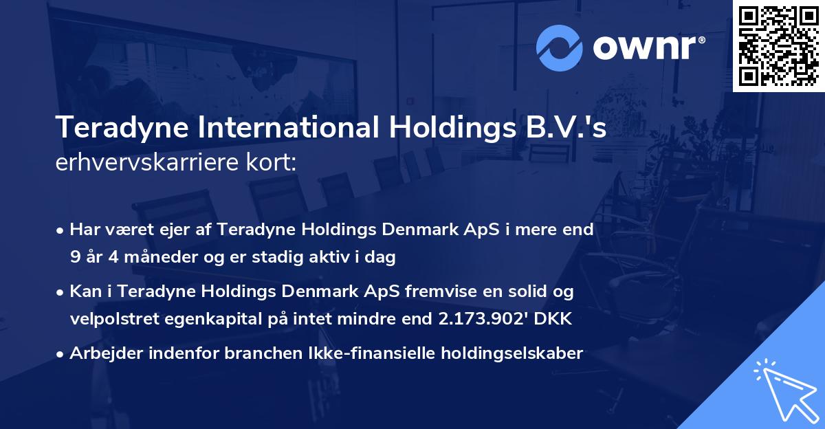 Teradyne International Holdings B.V.'s erhvervskarriere kort