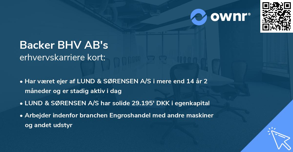 Backer BHV AB's erhvervskarriere kort