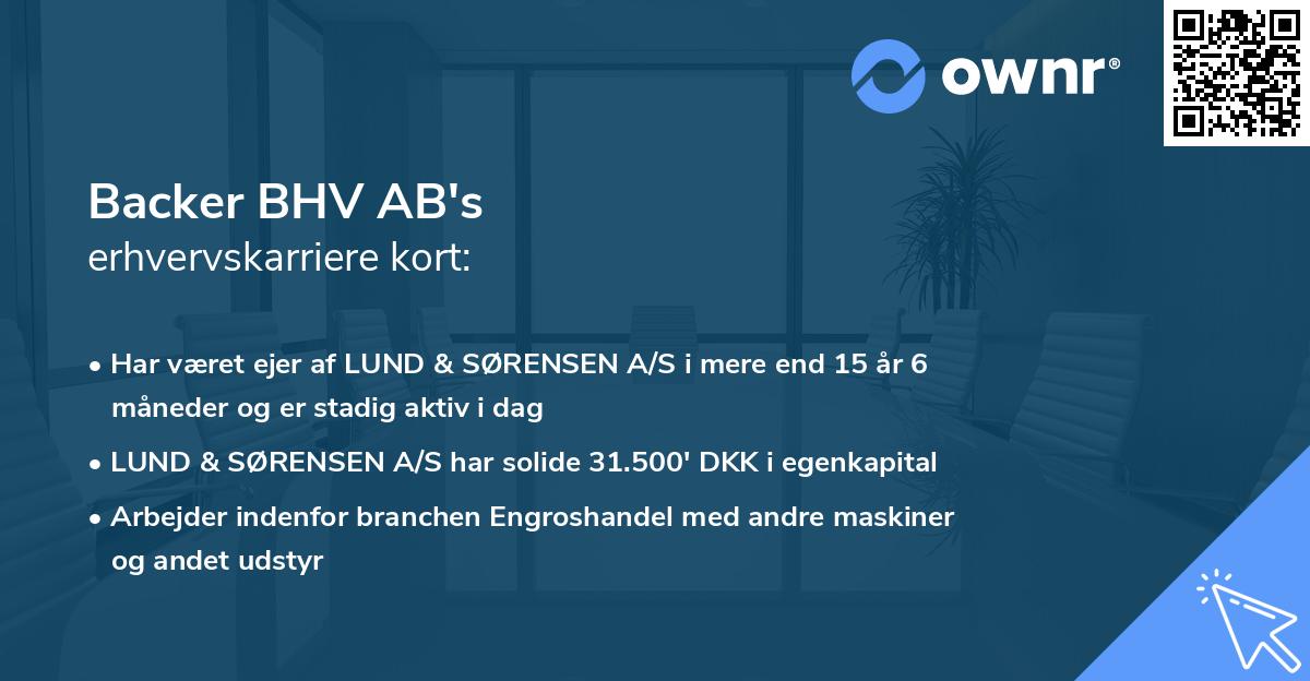 Backer BHV AB's erhvervskarriere kort