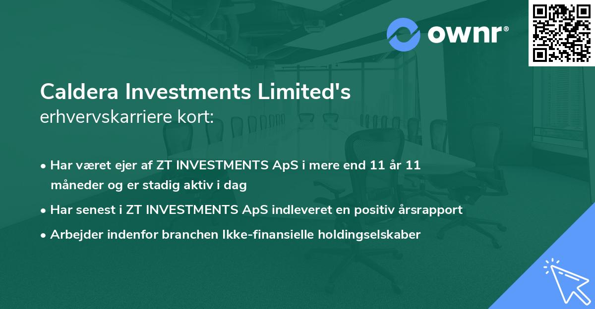 Caldera Investments Limited's erhvervskarriere kort