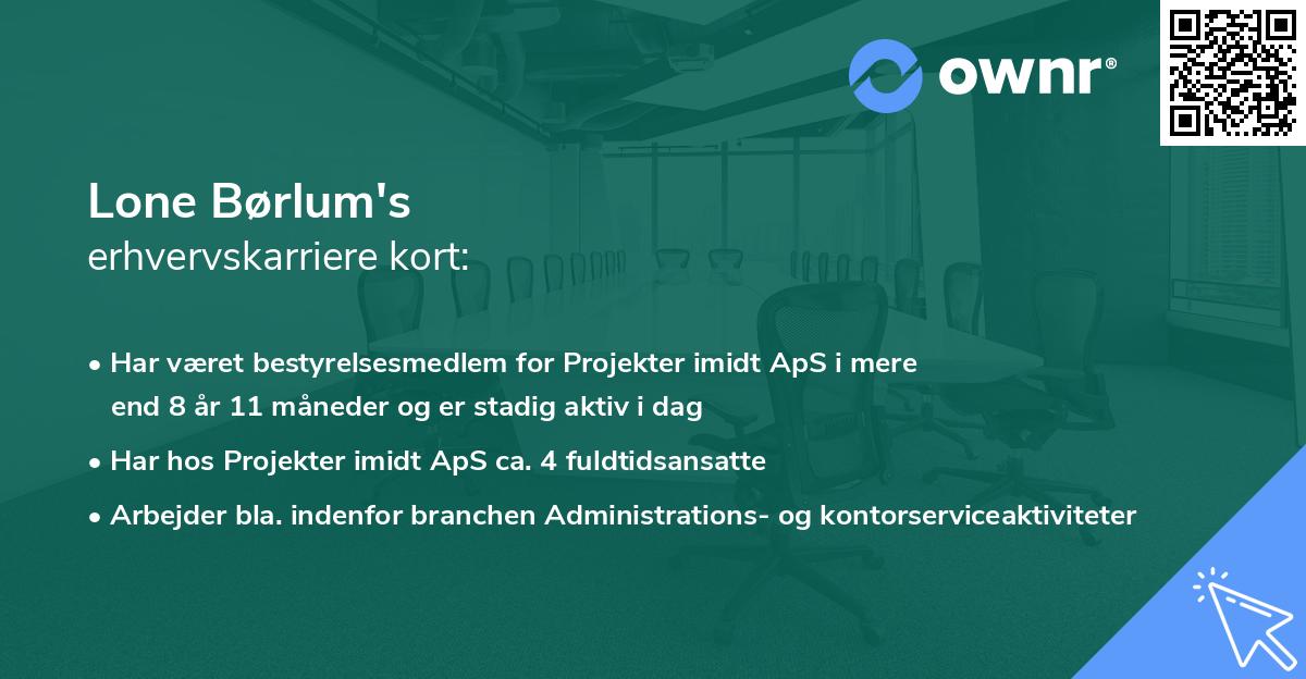 Lone Børlum's erhvervskarriere kort