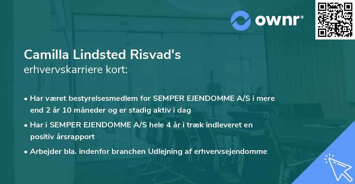 Camilla Lindsted Risvad's erhvervskarriere kort