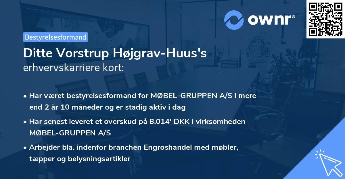 Ditte Vorstrup Højgrav-Huus's erhvervskarriere kort