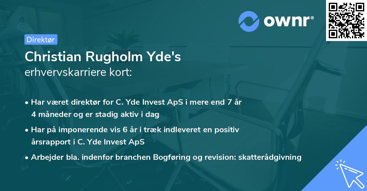 Christian Rugholm Yde's erhvervskarriere kort