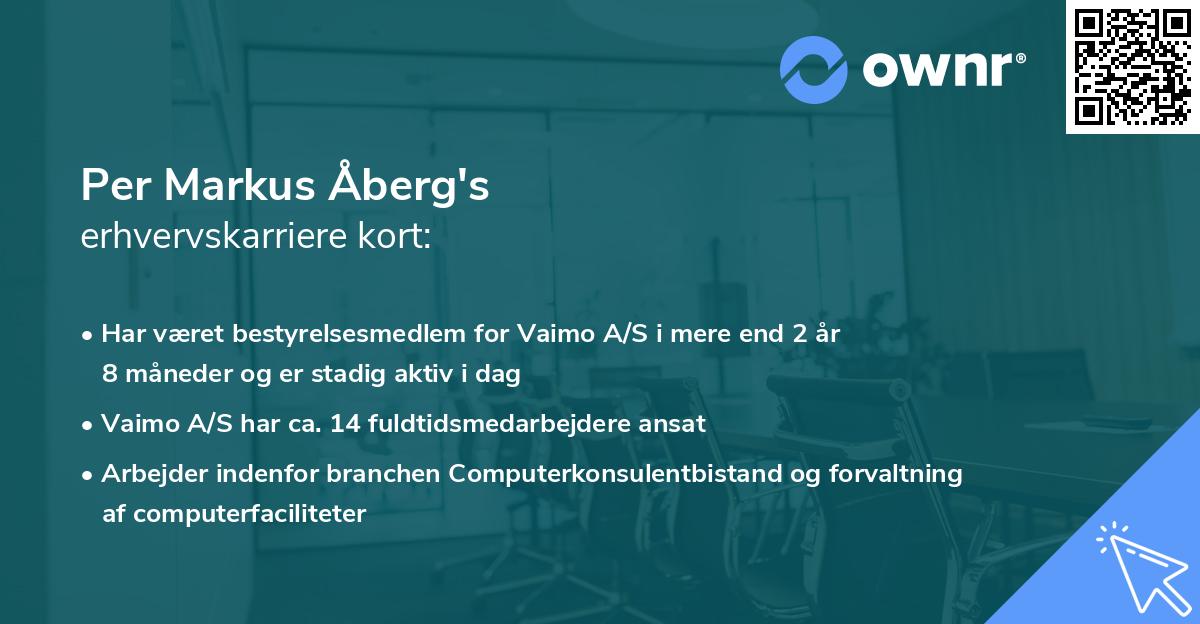 Per Markus Åberg's erhvervskarriere kort