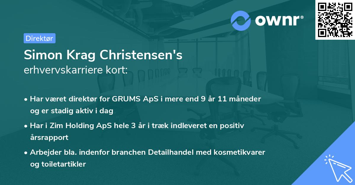 Simon Krag Christensen's erhvervskarriere kort