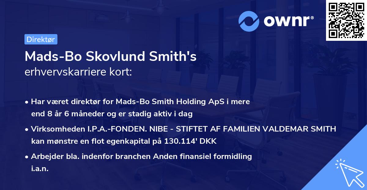 Mads-Bo Skovlund Smith's erhvervskarriere kort