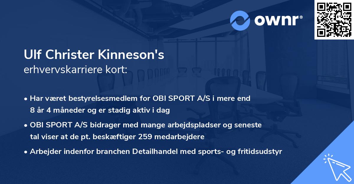 Ulf Christer Kinneson's erhvervskarriere kort