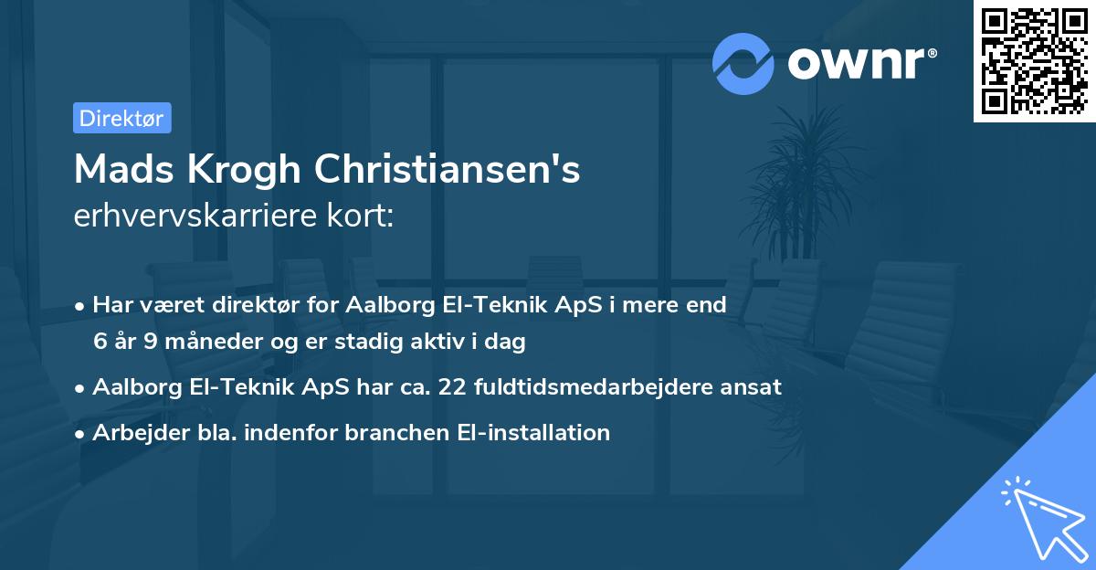 Mads Krogh Christiansen's erhvervskarriere kort