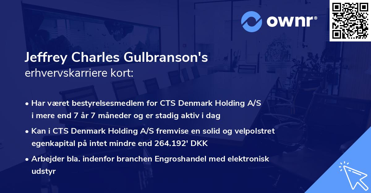 Jeffrey Charles Gulbranson's erhvervskarriere kort