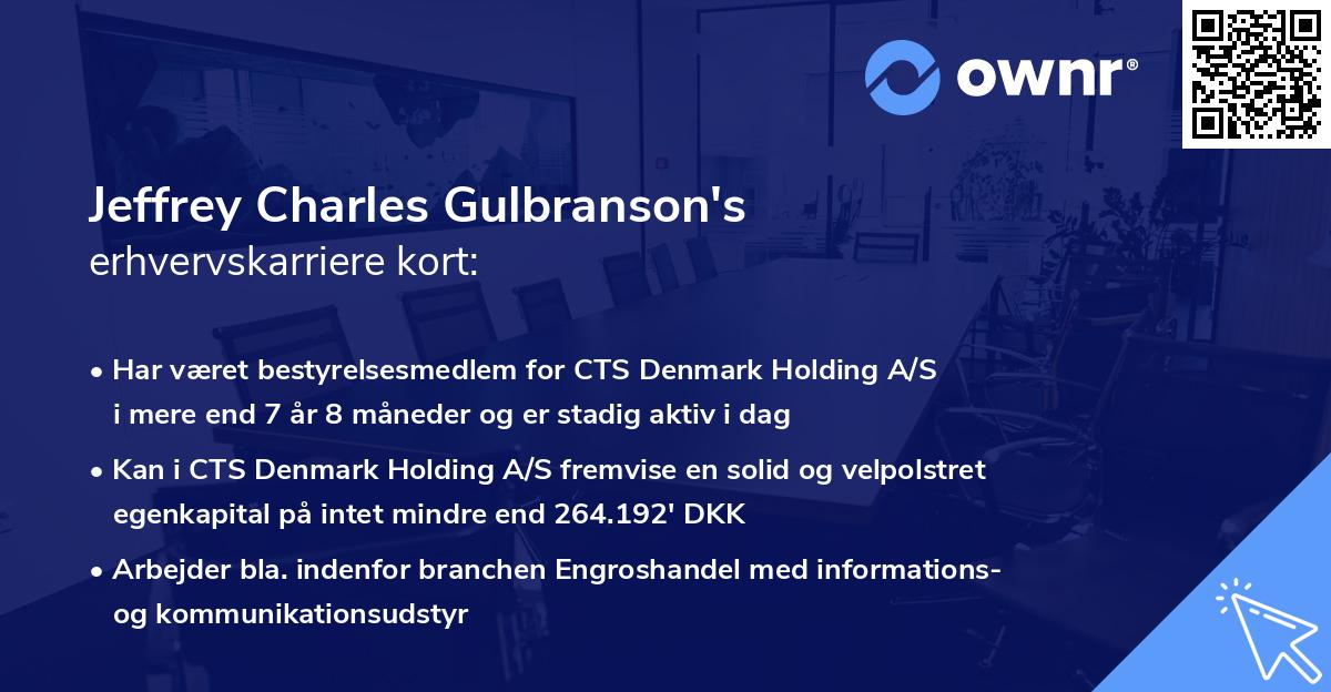 Jeffrey Charles Gulbranson's erhvervskarriere kort