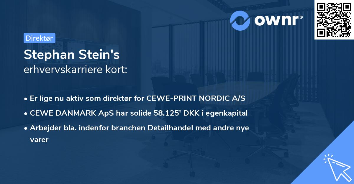 Stephan Stein's erhvervskarriere kort