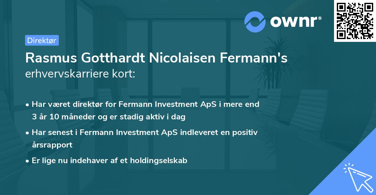 Rasmus Gotthardt Nicolaisen Fermann's erhvervskarriere kort