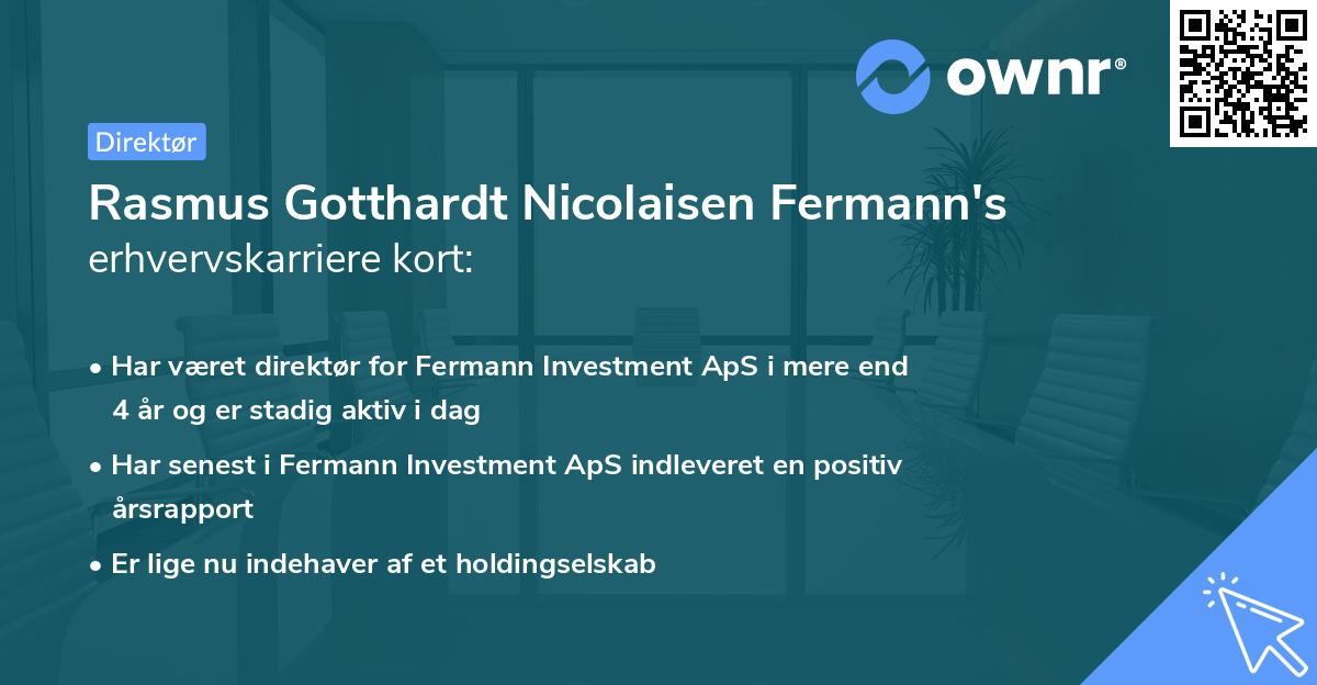 Rasmus Gotthardt Nicolaisen Fermann's erhvervskarriere kort