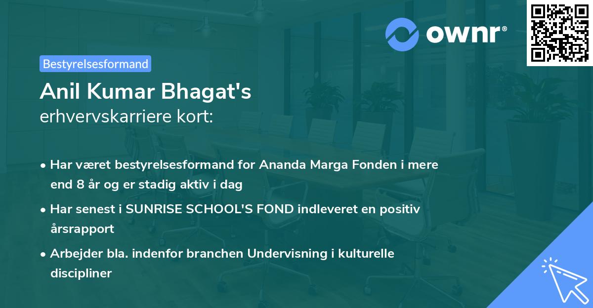 Anil Kumar Bhagat's erhvervskarriere kort