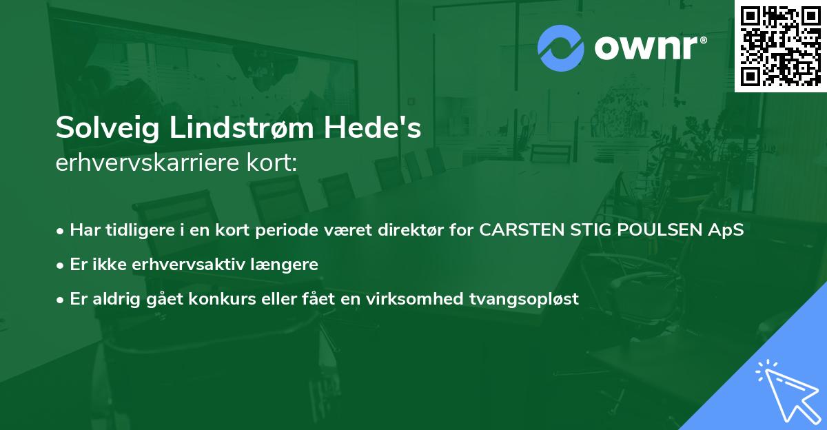 Solveig Lindstrøm Hede's erhvervskarriere kort