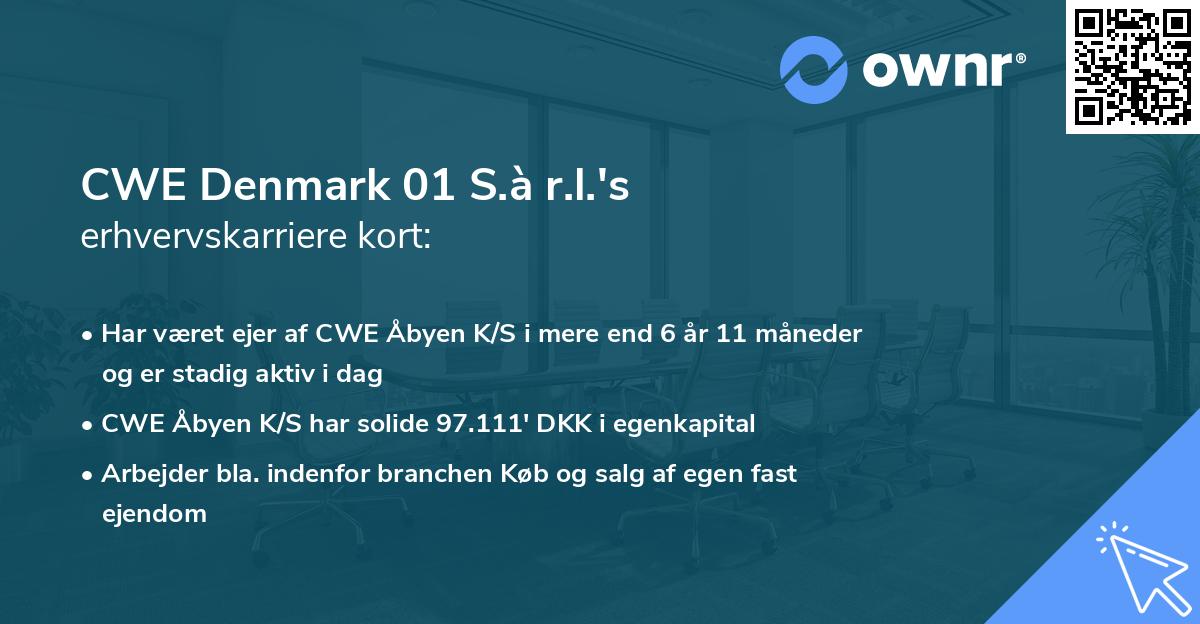 CWE Denmark 01 S.à r.l.'s erhvervskarriere kort