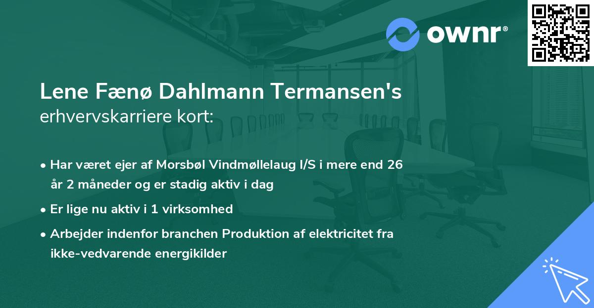 Lene Fænø Dahlmann Termansen's erhvervskarriere kort