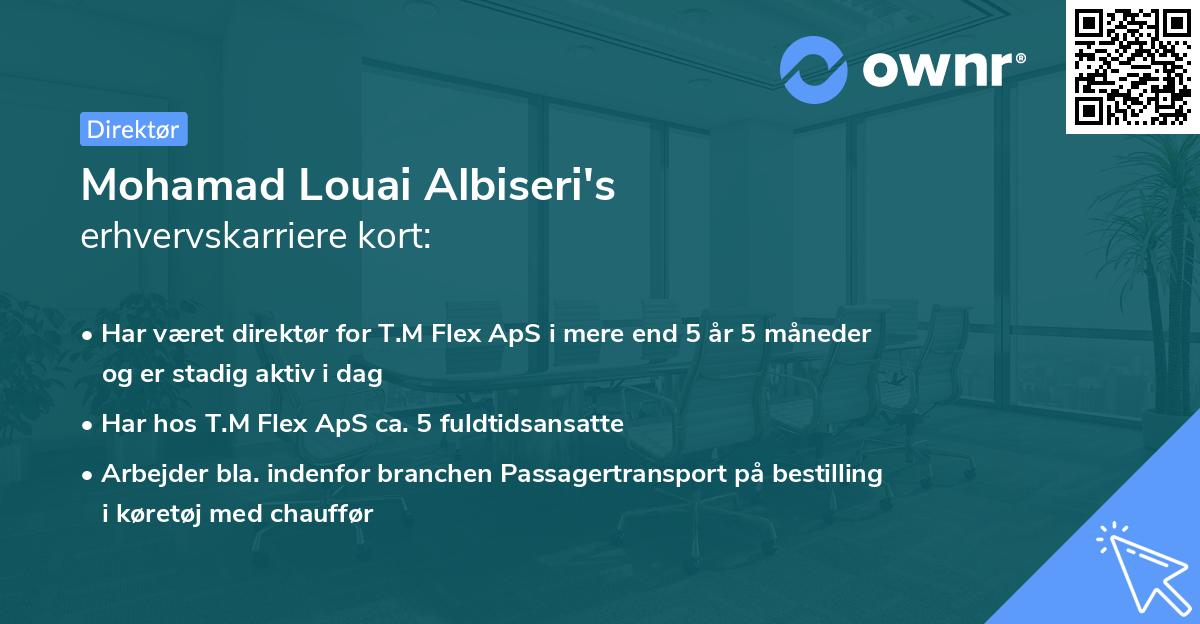 Mohamad Louai Albiseri's erhvervskarriere kort