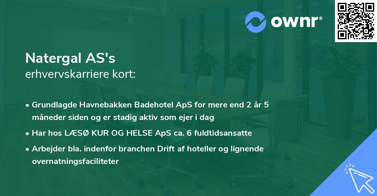 Natergal AS's erhvervskarriere kort